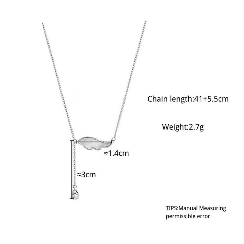 925 Sterling Silver Diamond Angel Wing Necklace - Picture 6 of 6